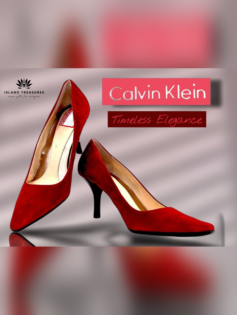 Calvin Klein Dolly Sz 8.5M Gorgeous Red Suede Leather Pointed Toe Stiletto Pump